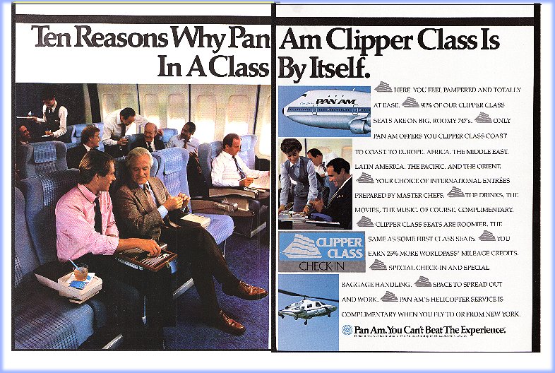 1983 A Pan Am ad promoting Business Class.